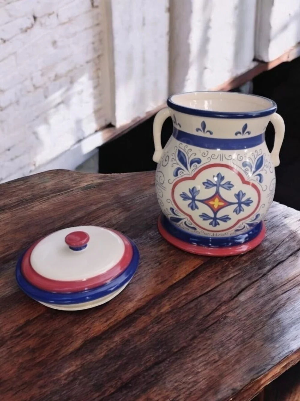 Vintage Nonni’s Biscotti Ceramic Cookie Jar - Hand-Painted Mediterranean Style